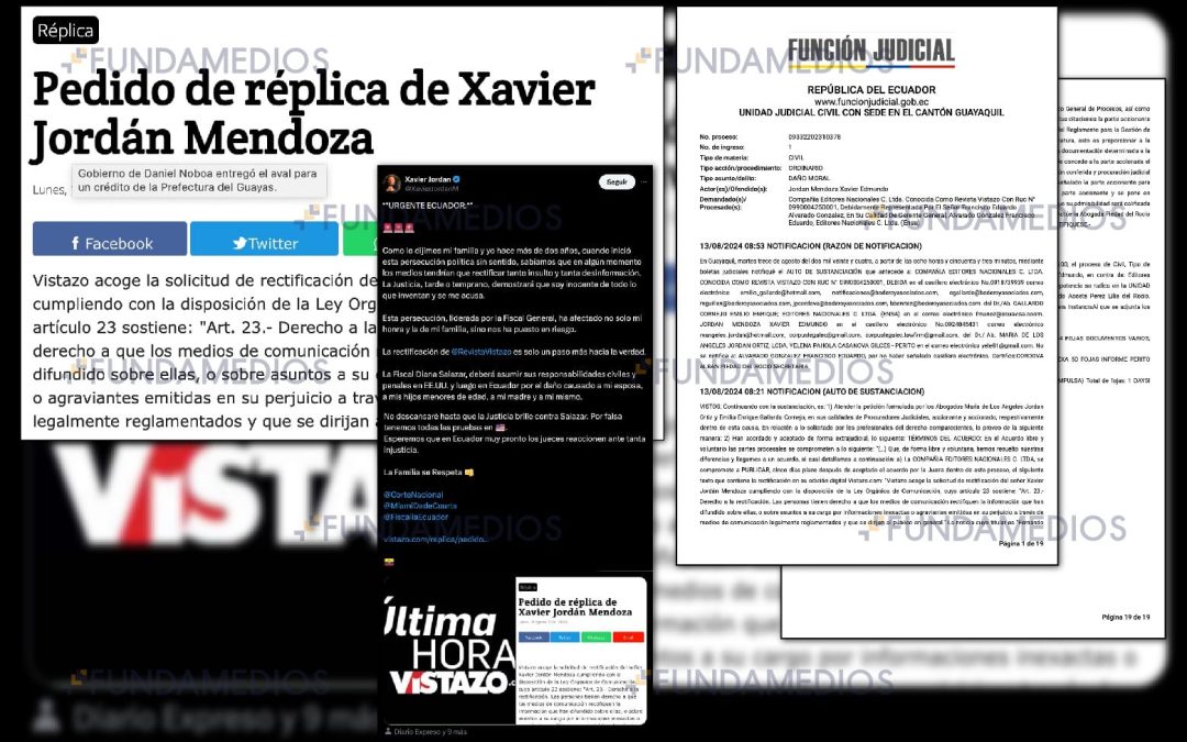 Revista Vistazo publica rectificación acordada con Xavier Jordán